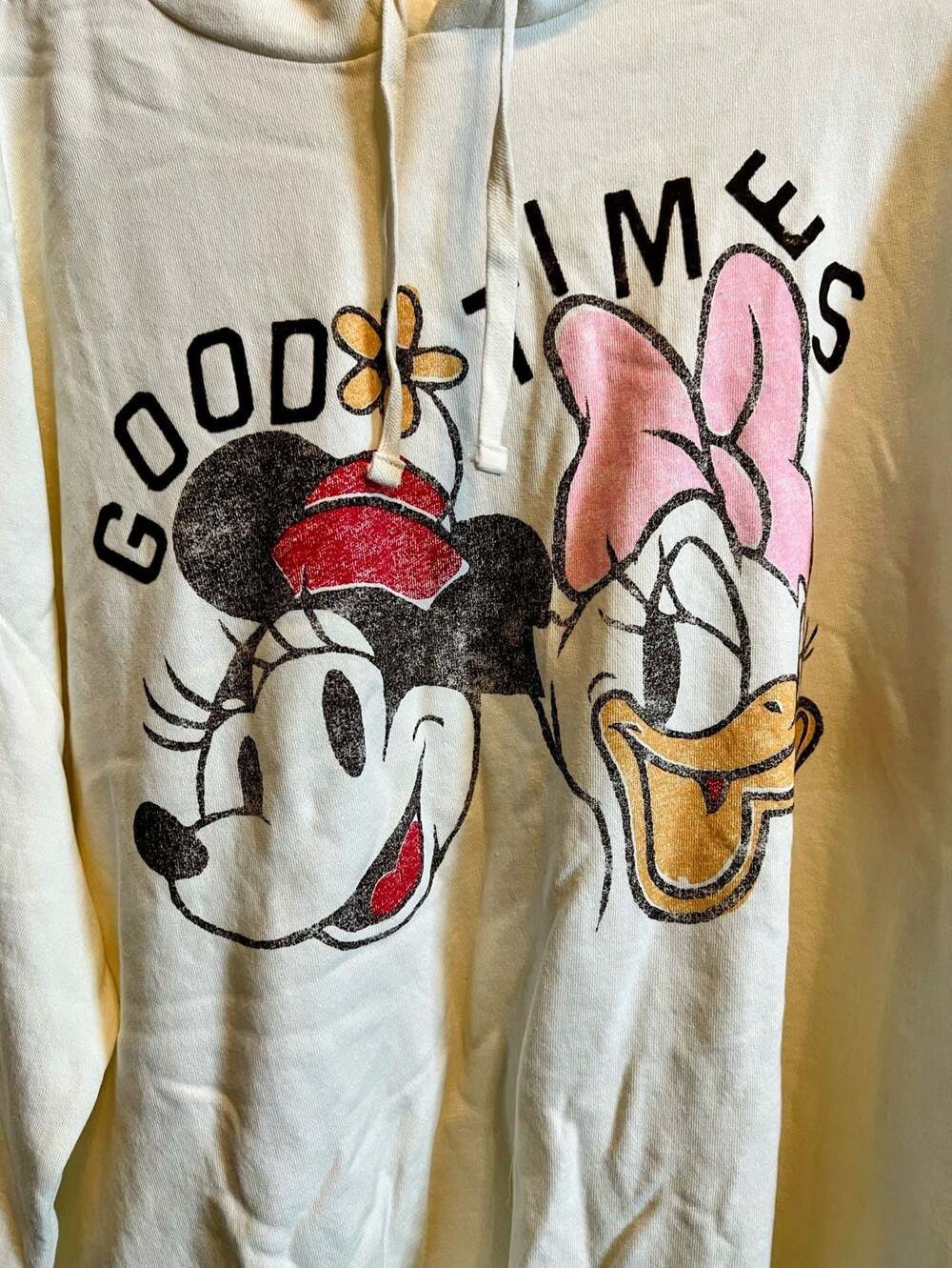 💥💥Disney Minnie Mouse and Daisy Duck Good Times Hoodie Off White XXL